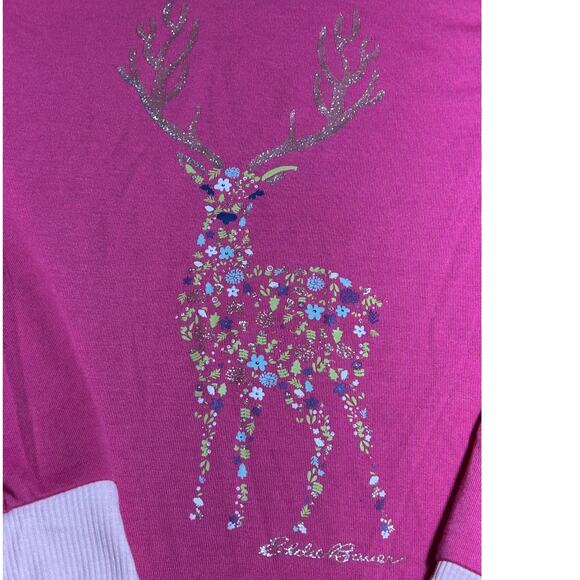 Eddie Bauer girls long sleeve shirt with glittery deer graphic size medium 10/12 - Picture 2 of 4